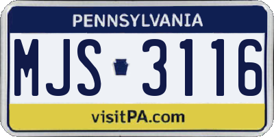 PA license plate MJS3116