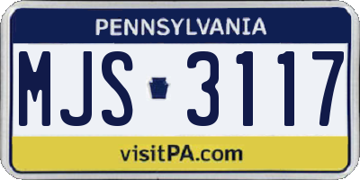 PA license plate MJS3117