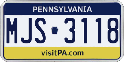 PA license plate MJS3118