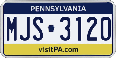 PA license plate MJS3120