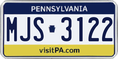 PA license plate MJS3122