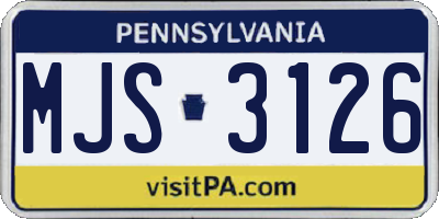 PA license plate MJS3126