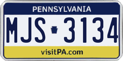 PA license plate MJS3134