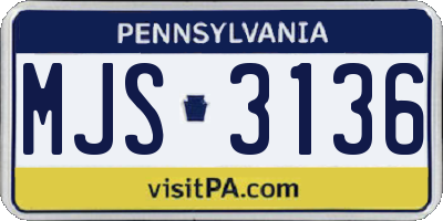 PA license plate MJS3136