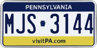 PA license plate MJS3144