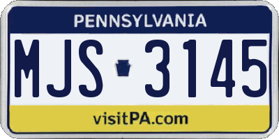 PA license plate MJS3145
