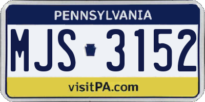 PA license plate MJS3152