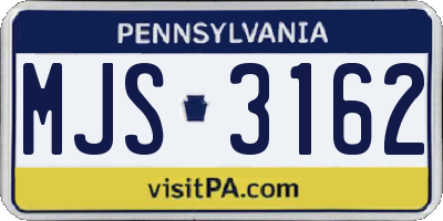 PA license plate MJS3162