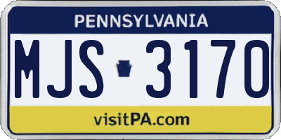 PA license plate MJS3170