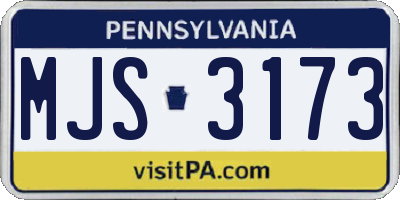 PA license plate MJS3173
