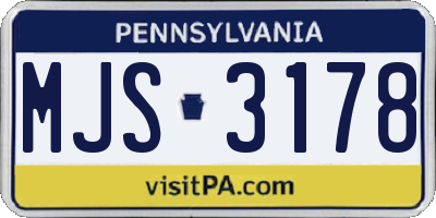 PA license plate MJS3178