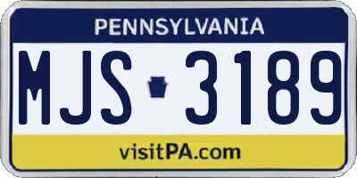 PA license plate MJS3189