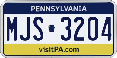 PA license plate MJS3204