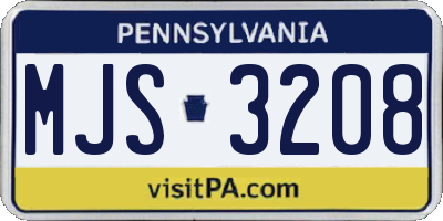 PA license plate MJS3208