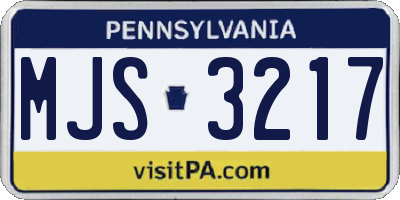 PA license plate MJS3217