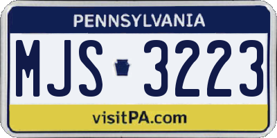 PA license plate MJS3223