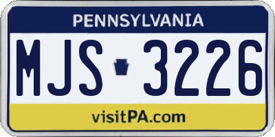 PA license plate MJS3226