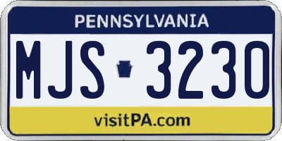 PA license plate MJS3230