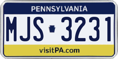 PA license plate MJS3231