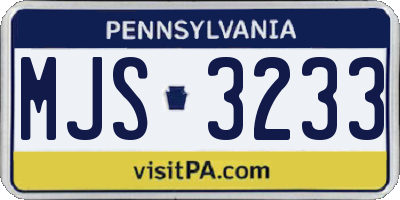 PA license plate MJS3233