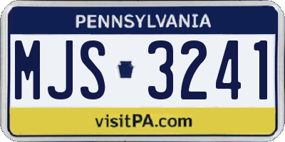 PA license plate MJS3241