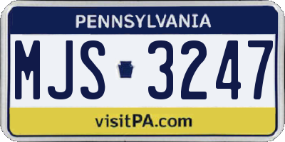 PA license plate MJS3247