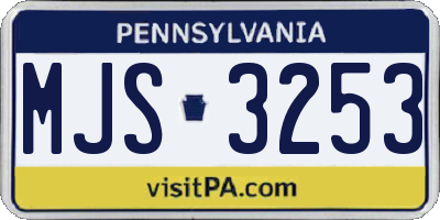 PA license plate MJS3253