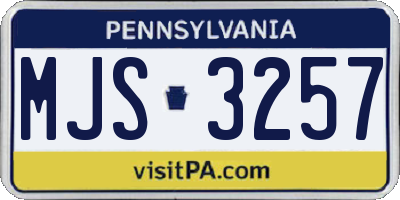PA license plate MJS3257