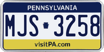 PA license plate MJS3258