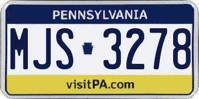 PA license plate MJS3278