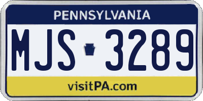 PA license plate MJS3289