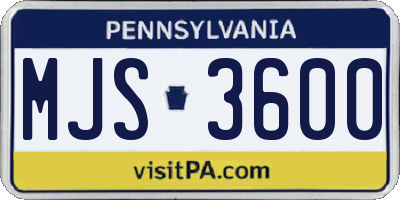PA license plate MJS3600