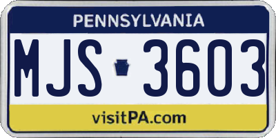 PA license plate MJS3603