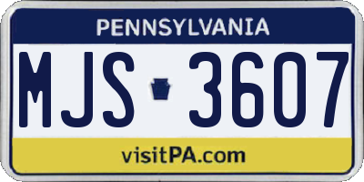 PA license plate MJS3607