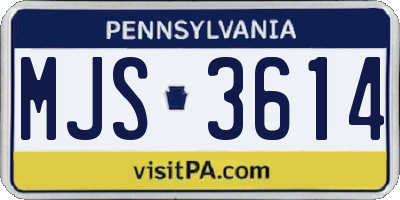 PA license plate MJS3614