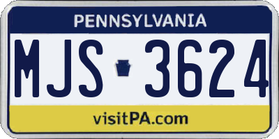 PA license plate MJS3624