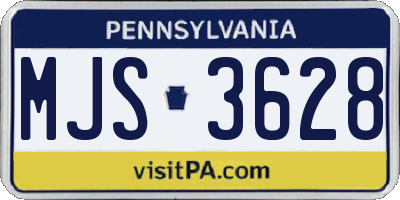 PA license plate MJS3628