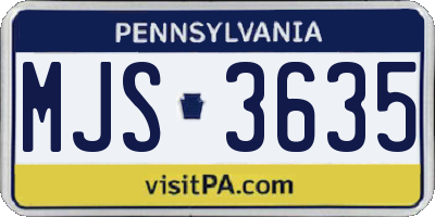 PA license plate MJS3635