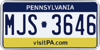 PA license plate MJS3646