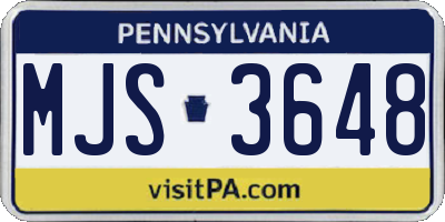 PA license plate MJS3648