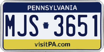 PA license plate MJS3651