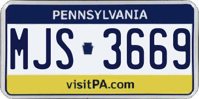 PA license plate MJS3669