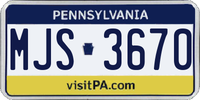 PA license plate MJS3670