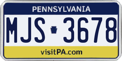 PA license plate MJS3678