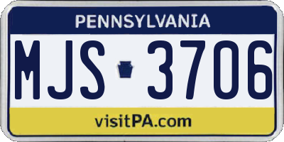 PA license plate MJS3706