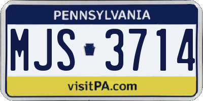 PA license plate MJS3714