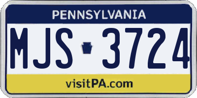 PA license plate MJS3724