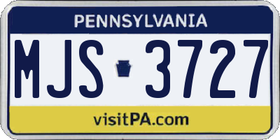 PA license plate MJS3727