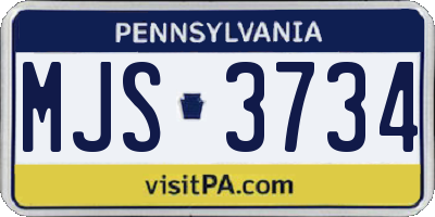 PA license plate MJS3734