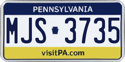 PA license plate MJS3735